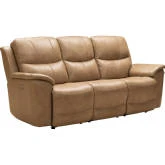 Kaden Power Reclining Sofa w/ Lumbar in Taupe Leather